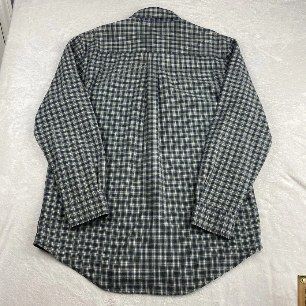 Timberland Men's Medium Blue‎ Green Plaid Button-Down Shirt Long Sleeve